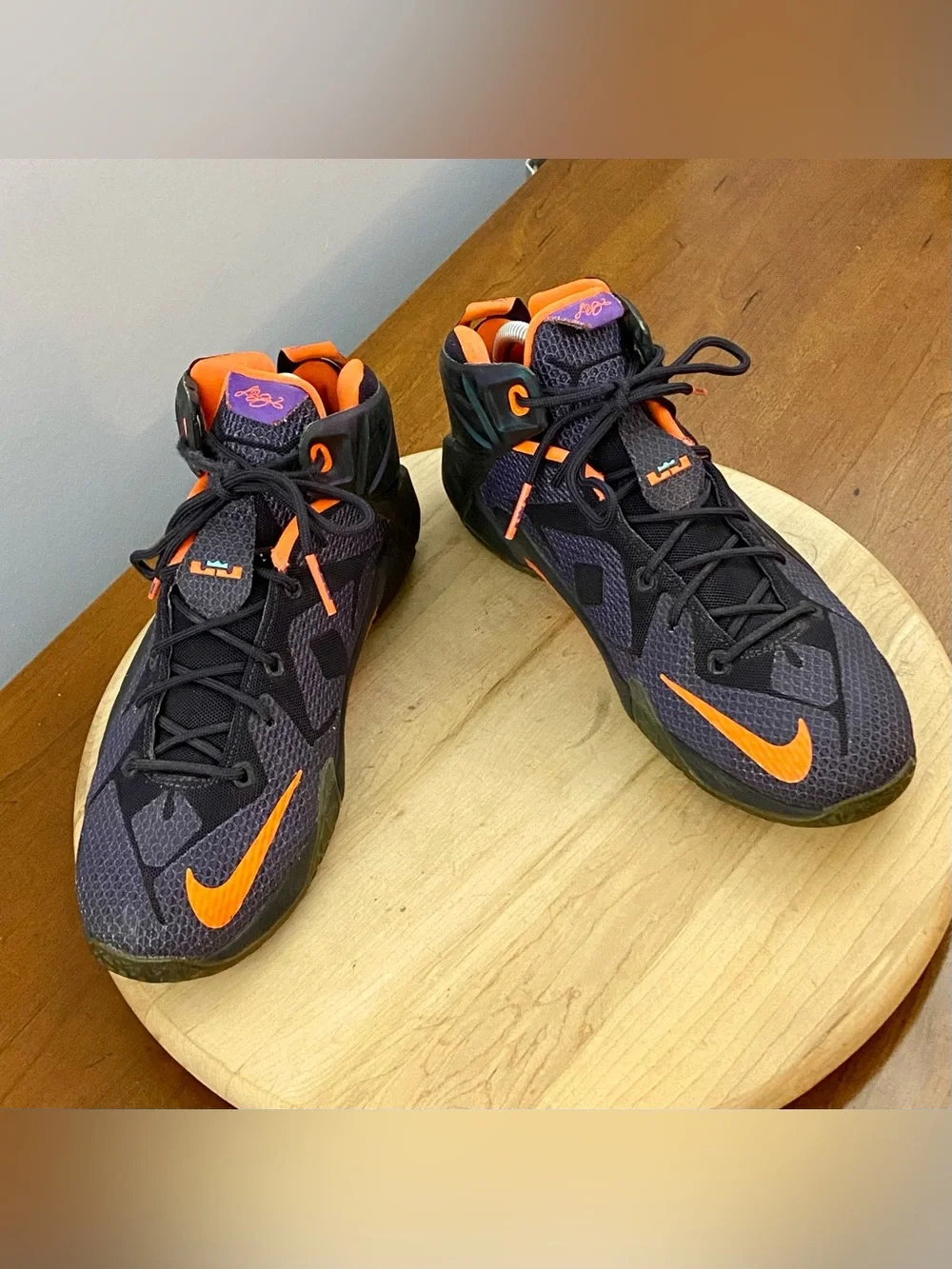 Nike LeBron 12 XII Instinct GS‎ Purple Orange Basketball Shoes 685181-500 Sz 7Y